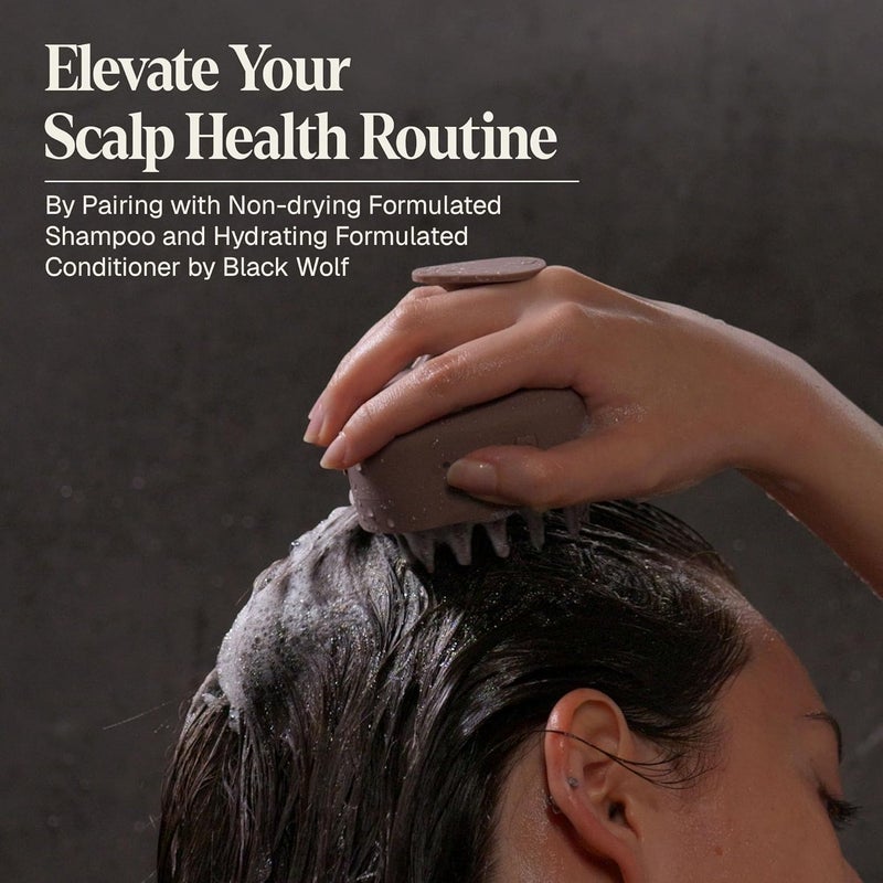 Black Wolf Sonic Scalp Scrubber, (Taupe) - Hair & Scalp Massager Brush with 3-Speed Oscillation - Rechargeable Scalp Care Comb with Soft Silicone Oscillating Bristles for Deep Clean & Exfoliation - Image 5